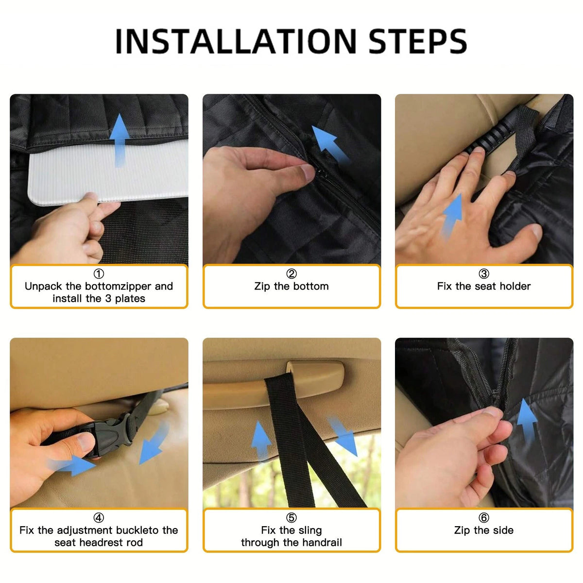 Dog Car Seat with Hard Bottom — Spacious Back Seat Cover for Dogs