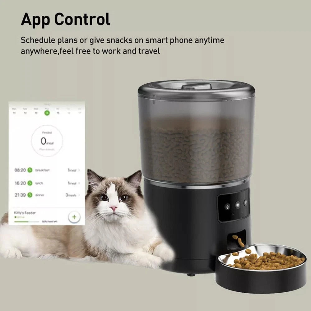 Automatic Pet Feeder – 4L WiFi Smart Dry Food Dispenser for Dogs & Cats