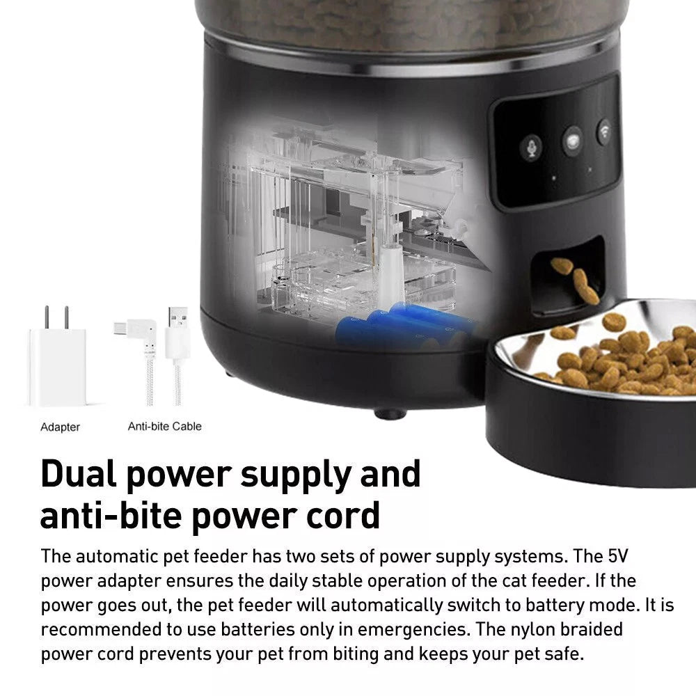 Automatic Pet Feeder – 4L WiFi Smart Dry Food Dispenser for Dogs & Cats