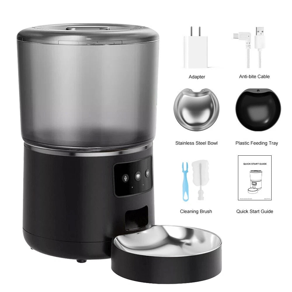 Automatic Pet Feeder – 4L WiFi Smart Dry Food Dispenser for Dogs & Cats