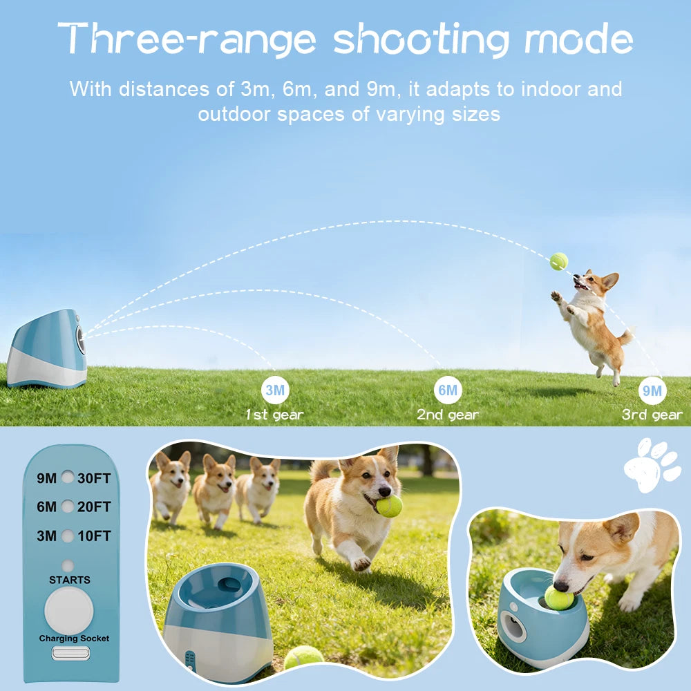 Automatic Dog Ball Launcher – Interactive Fetch Toy with 3 Tennis Balls