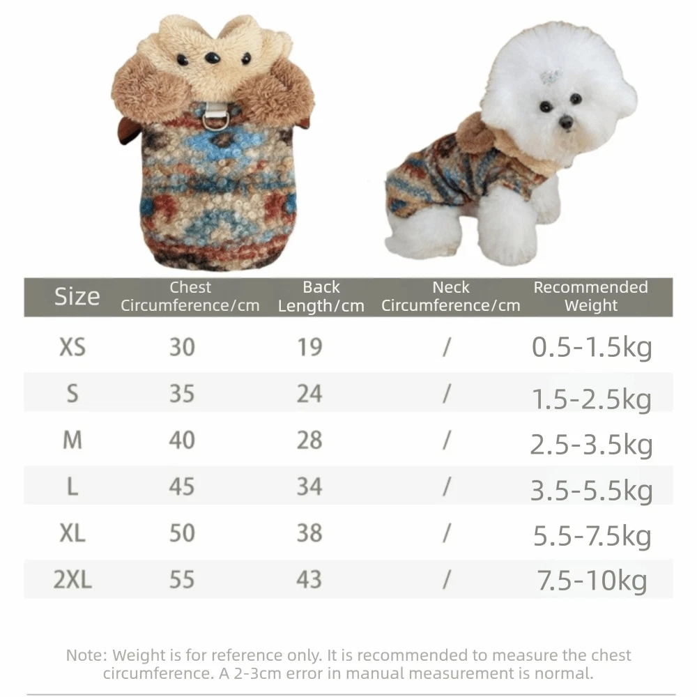 Teddy Bear Cuddles — Cosy Plush Winter Coat for Small Dogs, Puppies & Cats