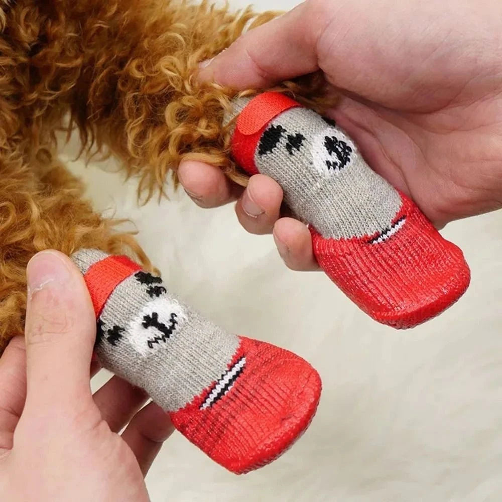 Anti-Slip Dog Boots — Cute Bear Face Cotton Pet Shoes for Small Dogs & Puppies