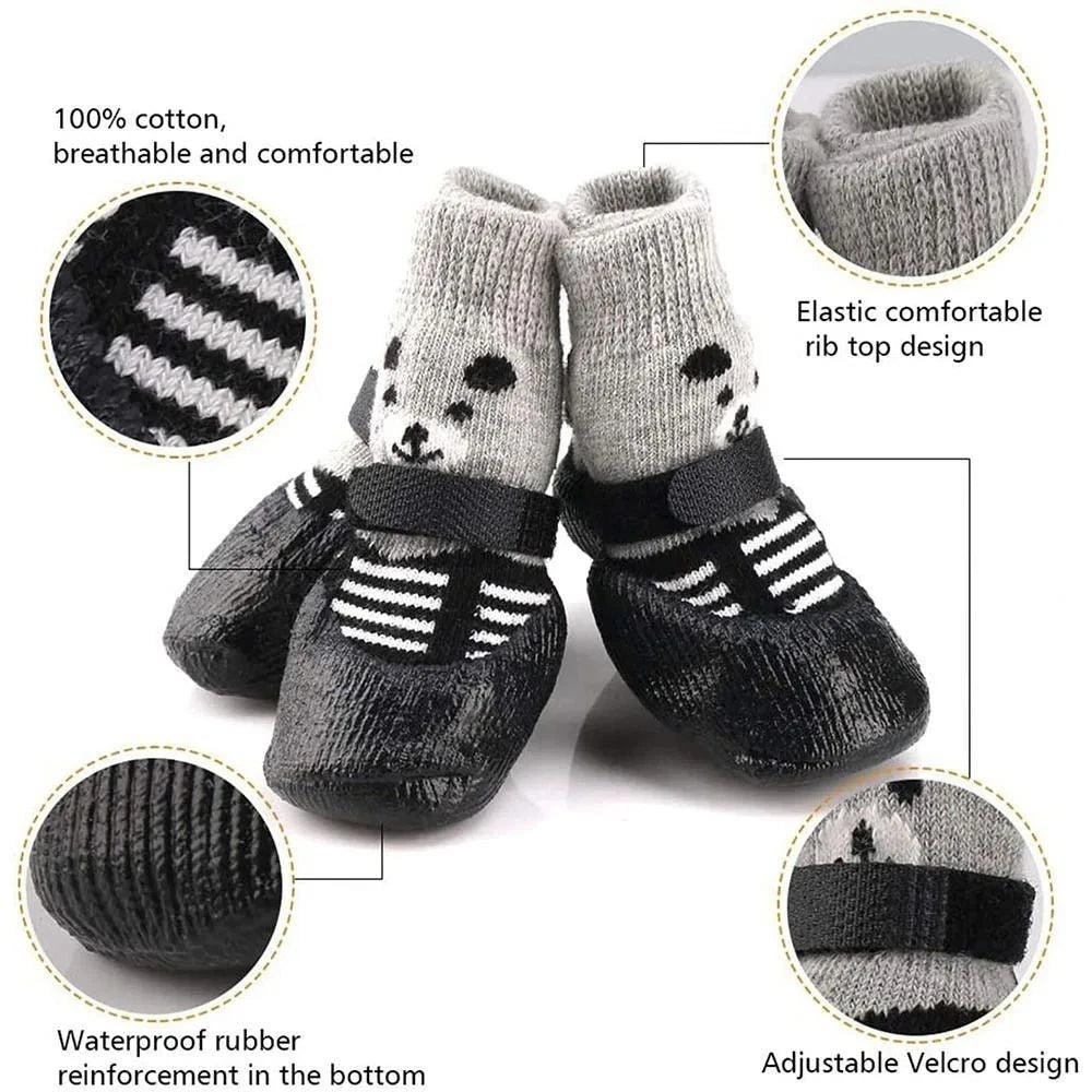 Anti-Slip Dog Boots — Cute Bear Face Cotton Pet Shoes for Small Dogs & Puppies