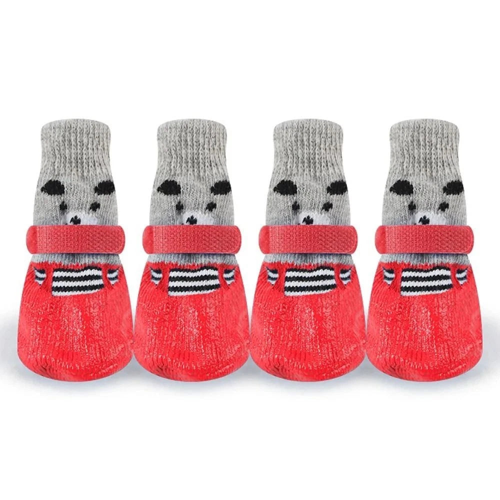 Anti-Slip Dog Boots — Cute Bear Face Cotton Pet Shoes for Small Dogs & Puppies
