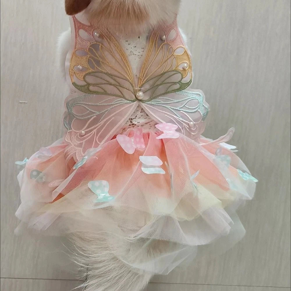 Butterfly Princess Pet Dress — Beautiful Rainbow Dress for Dogs & Cats