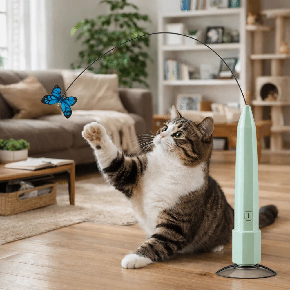 360° Automatic Cat Teaser — Rotating Electric Butterfly Toy for Indoor Play