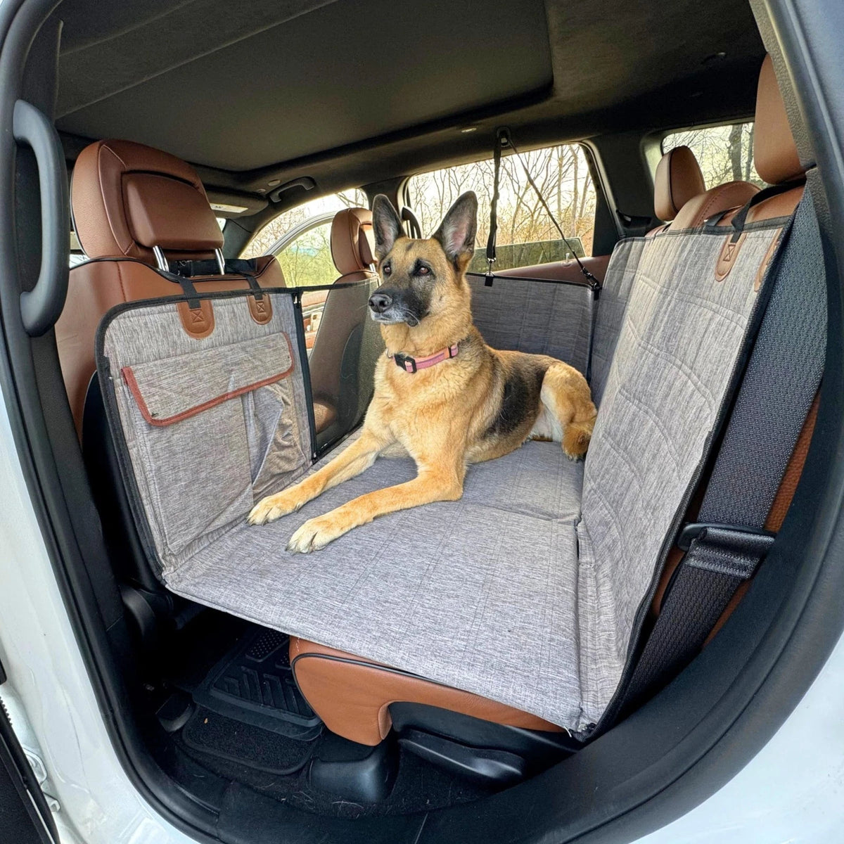 Dog Car Seat with Hard Bottom — Spacious Back Seat Cover for Dogs
