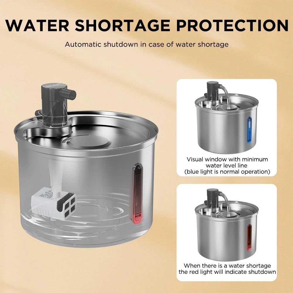 3L Stainless Steel Cat Water Fountain – Quiet Automatic Drinking Bowl for Happy, Hydrated Cats