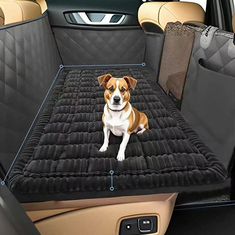 Plush Dog Car Seat Mat — Washable Flannel Cushion for Back Seat Travel