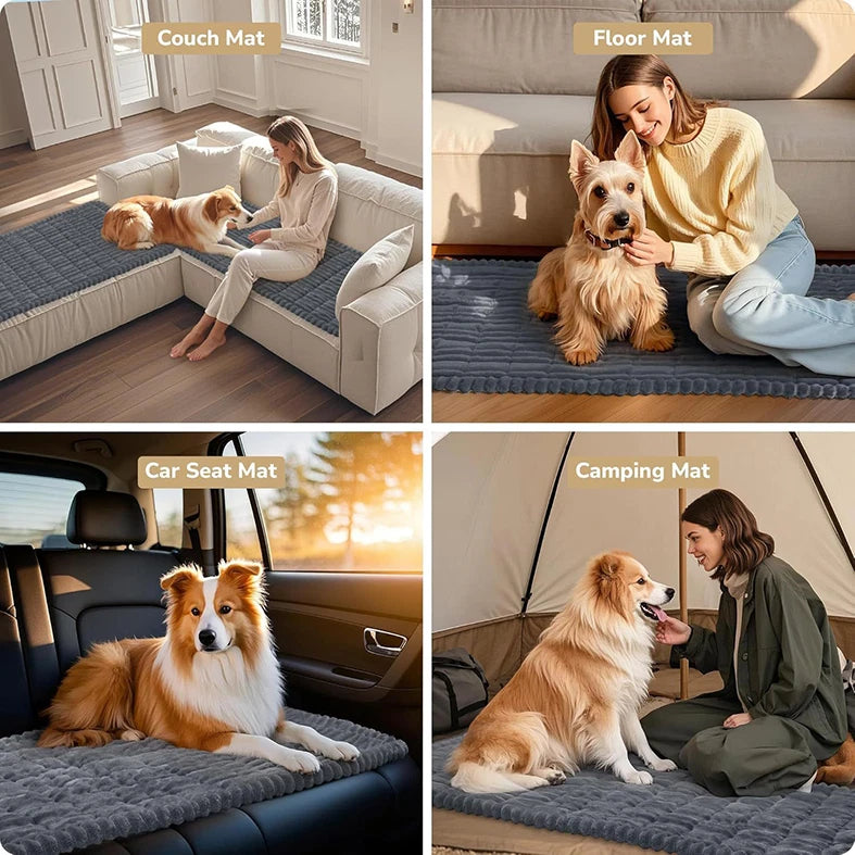 Plush Dog Car Seat Mat — Washable Flannel Cushion for Back Seat Travel