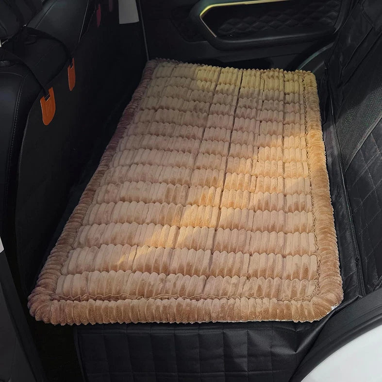 Plush Dog Car Seat Mat — Washable Flannel Cushion for Back Seat Travel