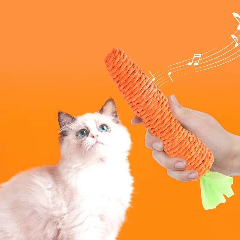 Carrot Cat Toy — Chew, Scratcher & Dental Toy with Built-In Ringer
