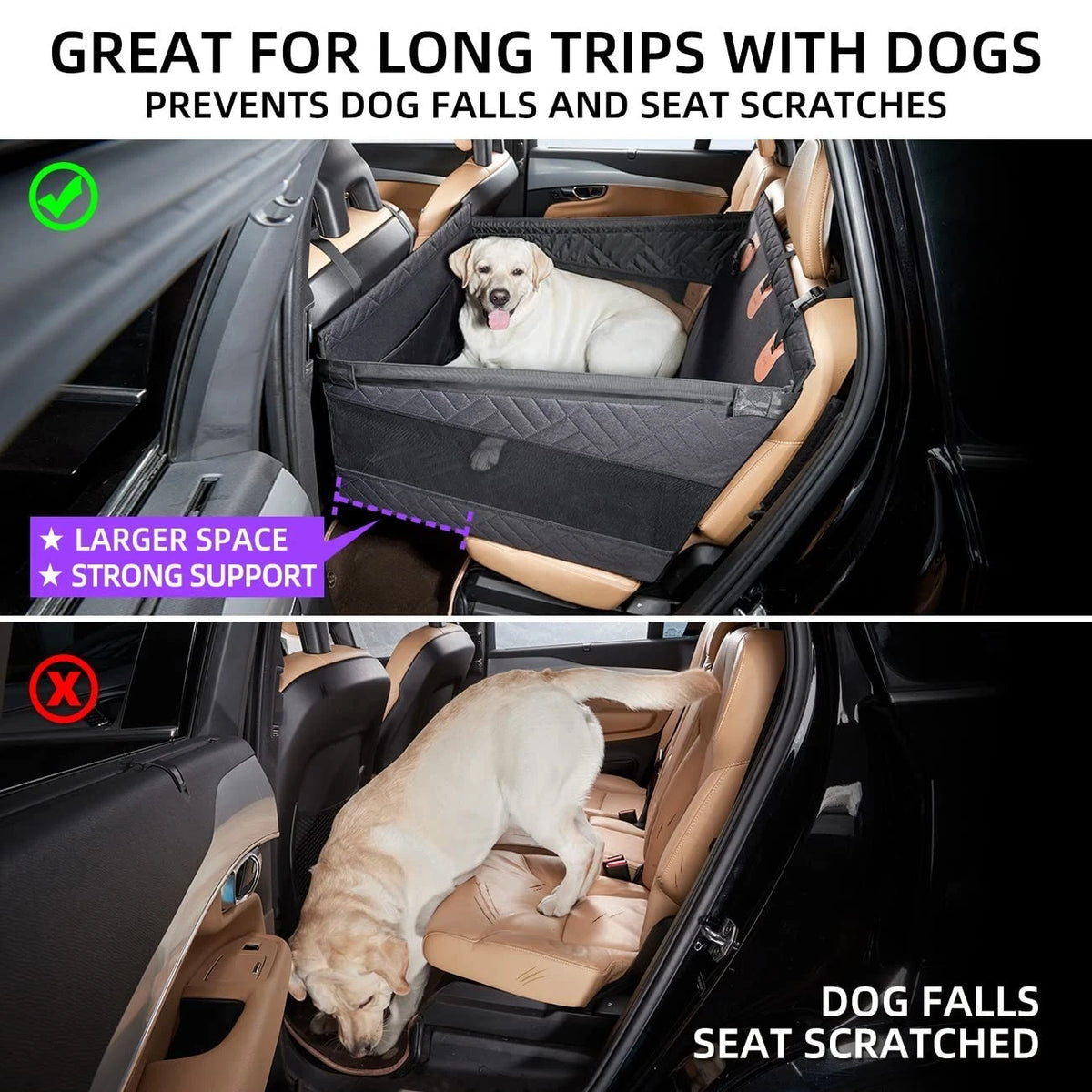 Dog Car Seat — Comfortable Back Seat Booster Seat for Small, Medium & Large Dogs