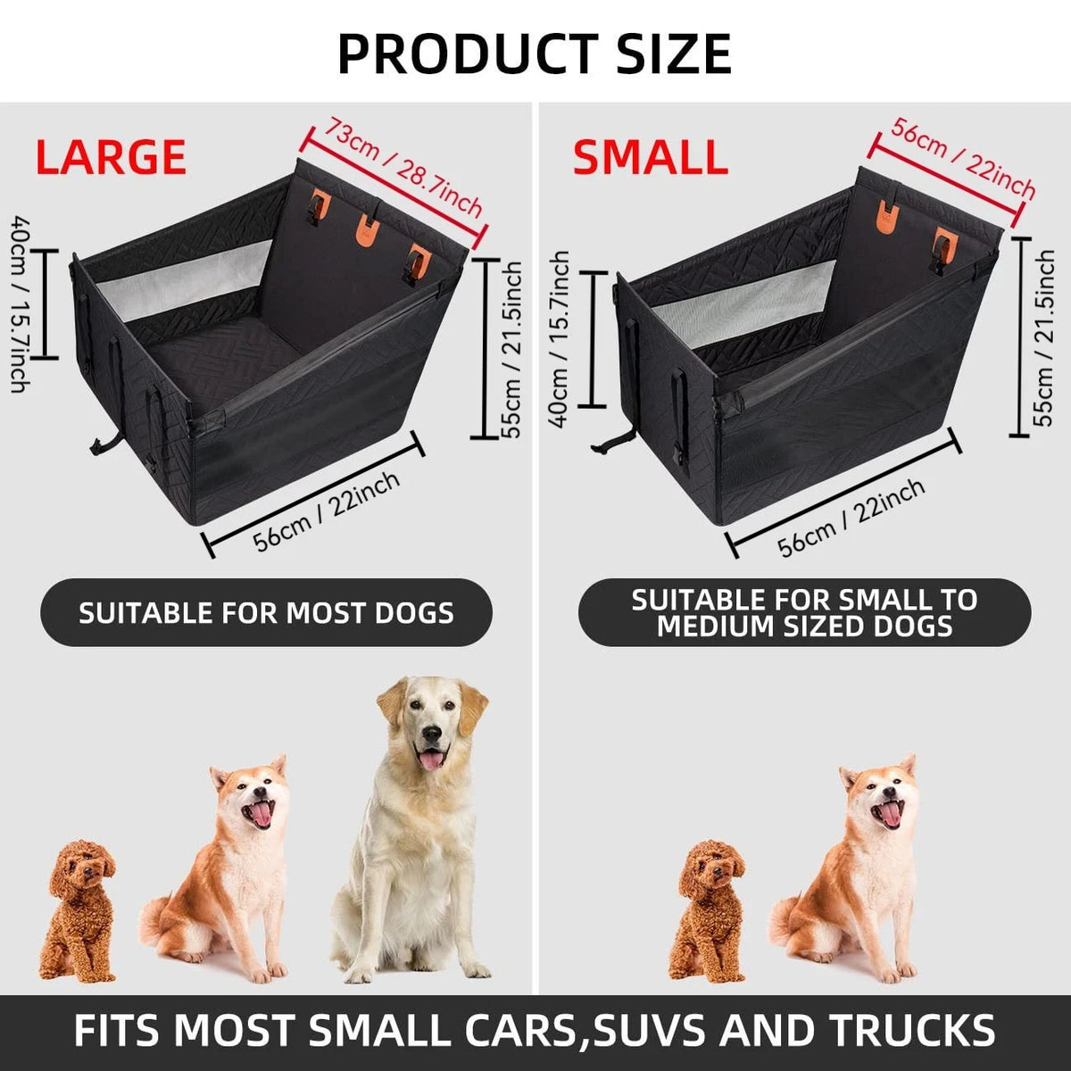 Dog Car Seat — Comfortable Back Seat Booster Seat for Small, Medium & Large Dogs
