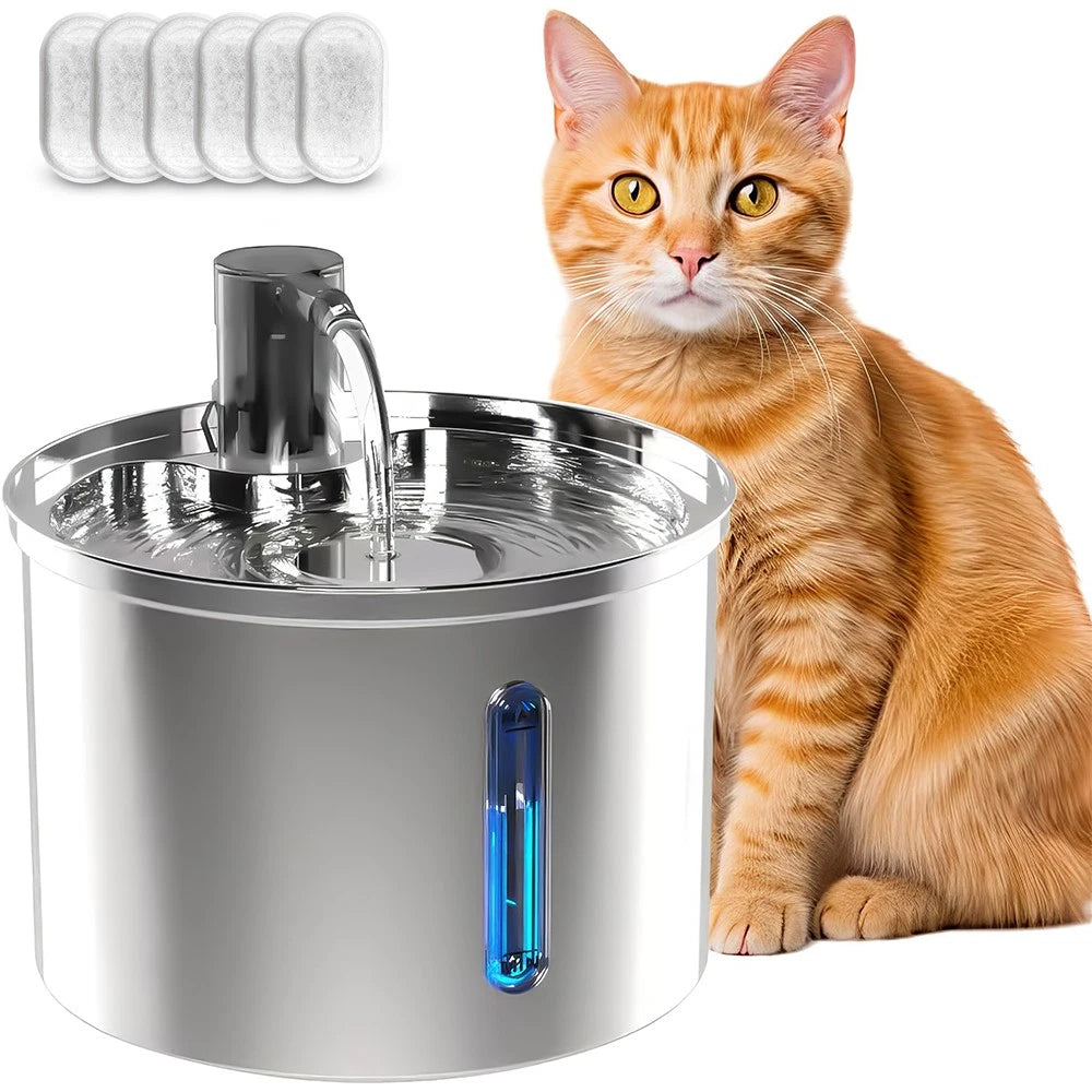 3L Stainless Steel Cat Water Fountain – Quiet Automatic Drinking Bowl for Happy, Hydrated Cats