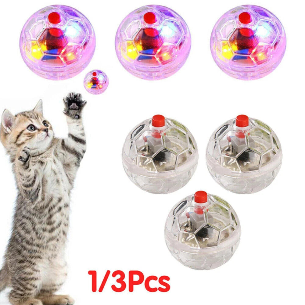 LED Light-Up Cat Balls — Motion Activated Interactive Toy for Cats & Kittens