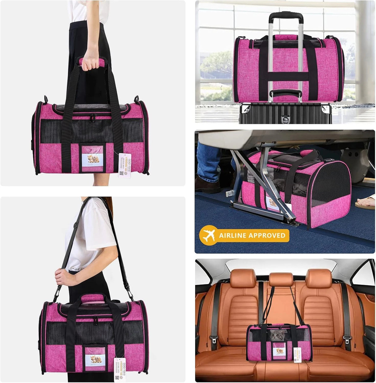 Pink Cat Carrier — Soft Travel Bag for Cats, Kittens & Small Dogs