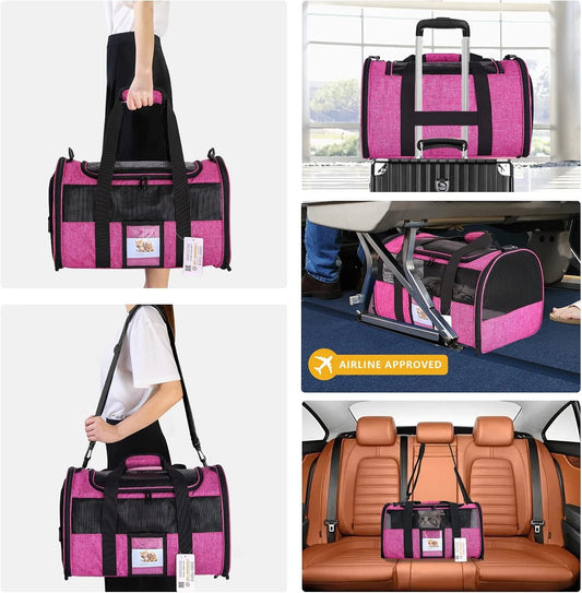 Pink Cat Carrier — Soft Travel Bag for Cats, Kittens & Small Dogs