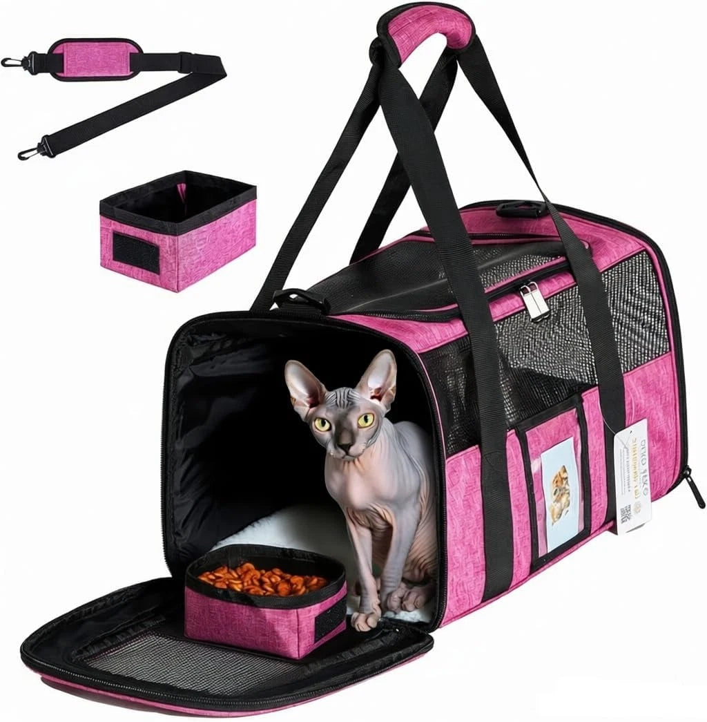 Pink Cat Carrier — Soft Travel Bag for Cats, Kittens & Small Dogs