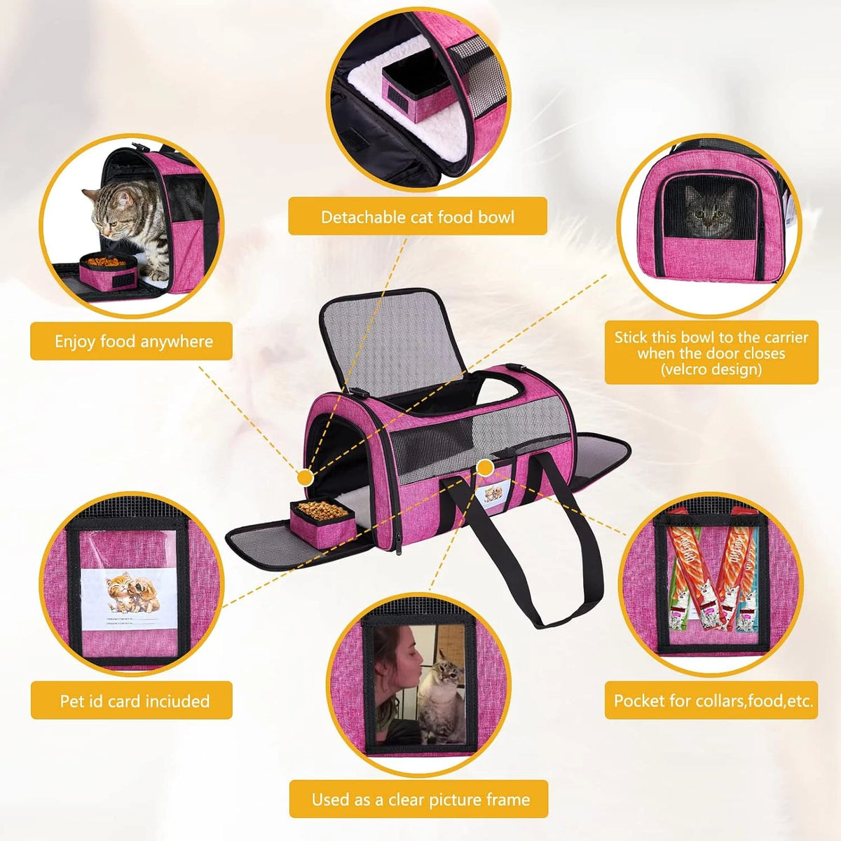 Pink Cat Carrier — Soft Travel Bag for Cats, Kittens & Small Dogs