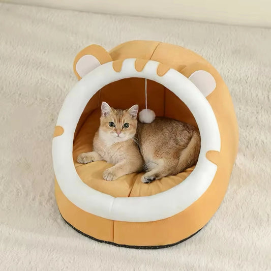 Cosy Warm Cat House — Plush Kitten Cave Bed & Sleeping Basket