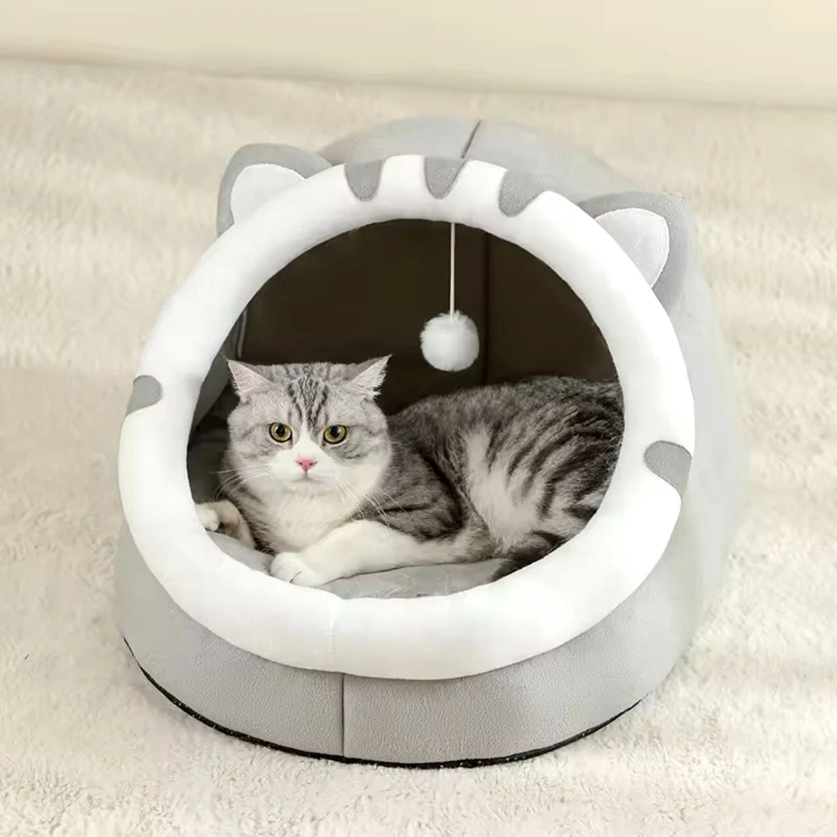 Cosy Warm Cat House — Plush Kitten Cave Bed & Sleeping Basket