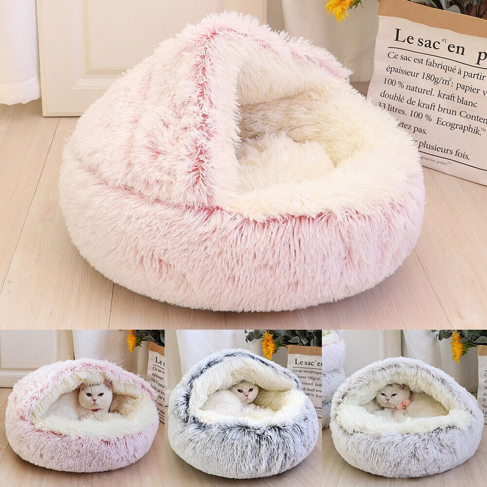 Cosy Plush Cat Cave — Warm Kitten Igloo Bed for Sleeping & Snuggling