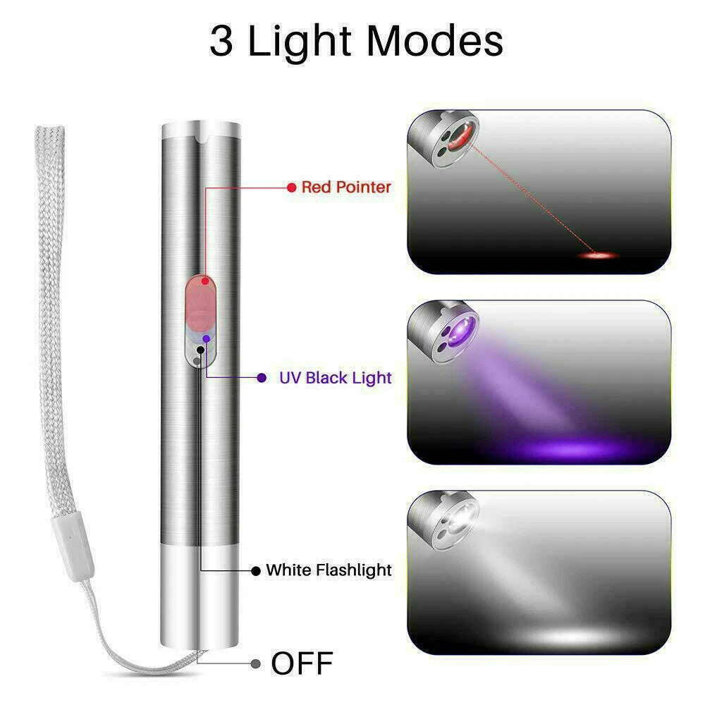 3-in-1 Interactive Cat Toy — Rechargeable Laser Pointer & LED Torch for Cats