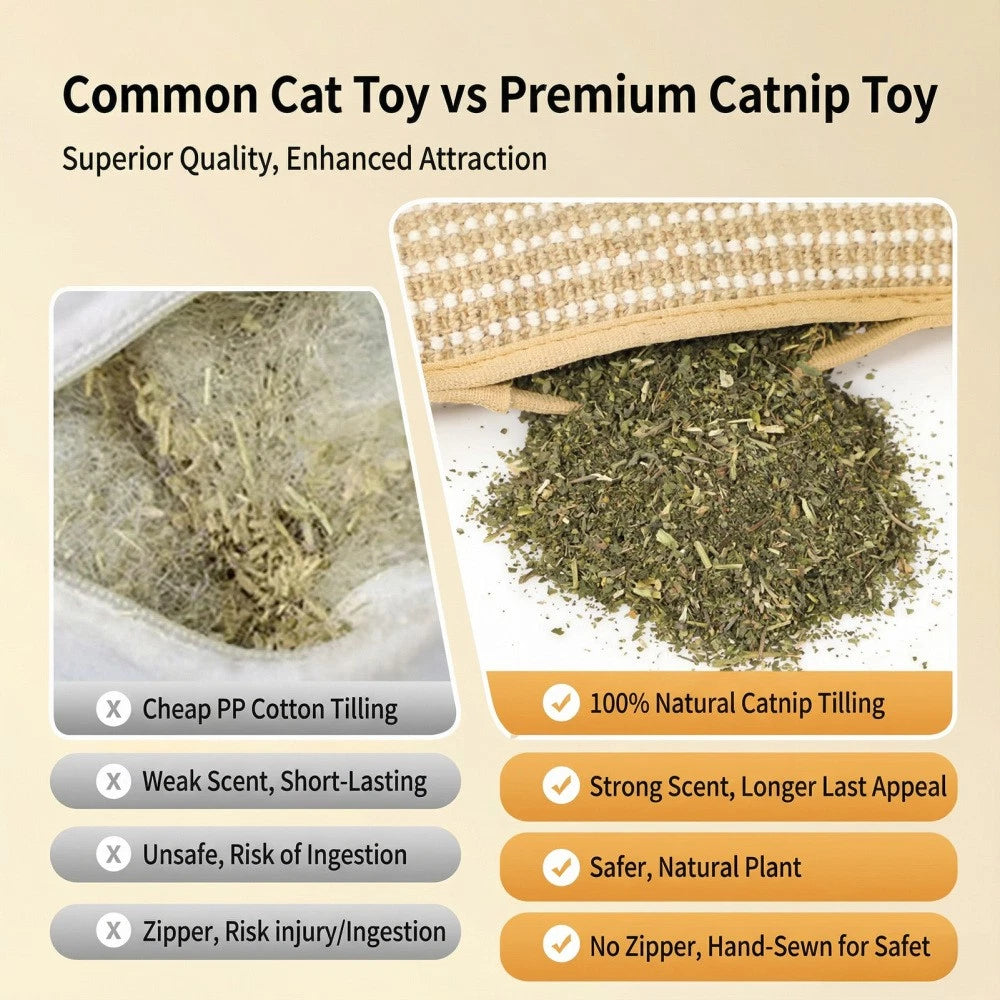 Catnip Kicker Pillow — Interactive Chew, Scratch & Play Toy for Indoor Cats
