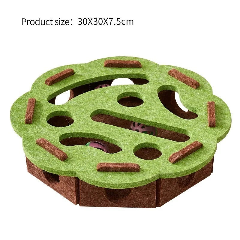 Cat Puzzle Toy — Felt Maze Tunnel Box with Bell Balls for Interactive Play
