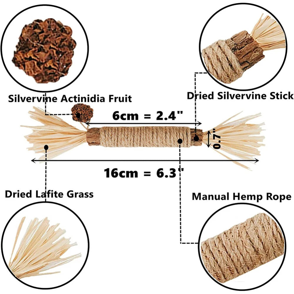 Silvervine Cat Dental Chew Toy — Natural Matatabi Teeth Cleaning Stick