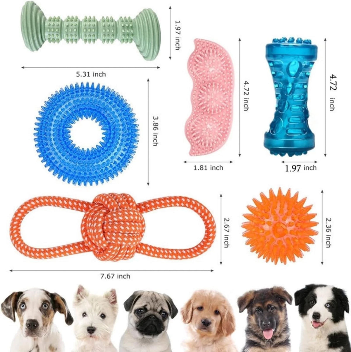 Puppy Teething Toy Set — 6 Pack Chew & Squeaky Toys for Small Dogs