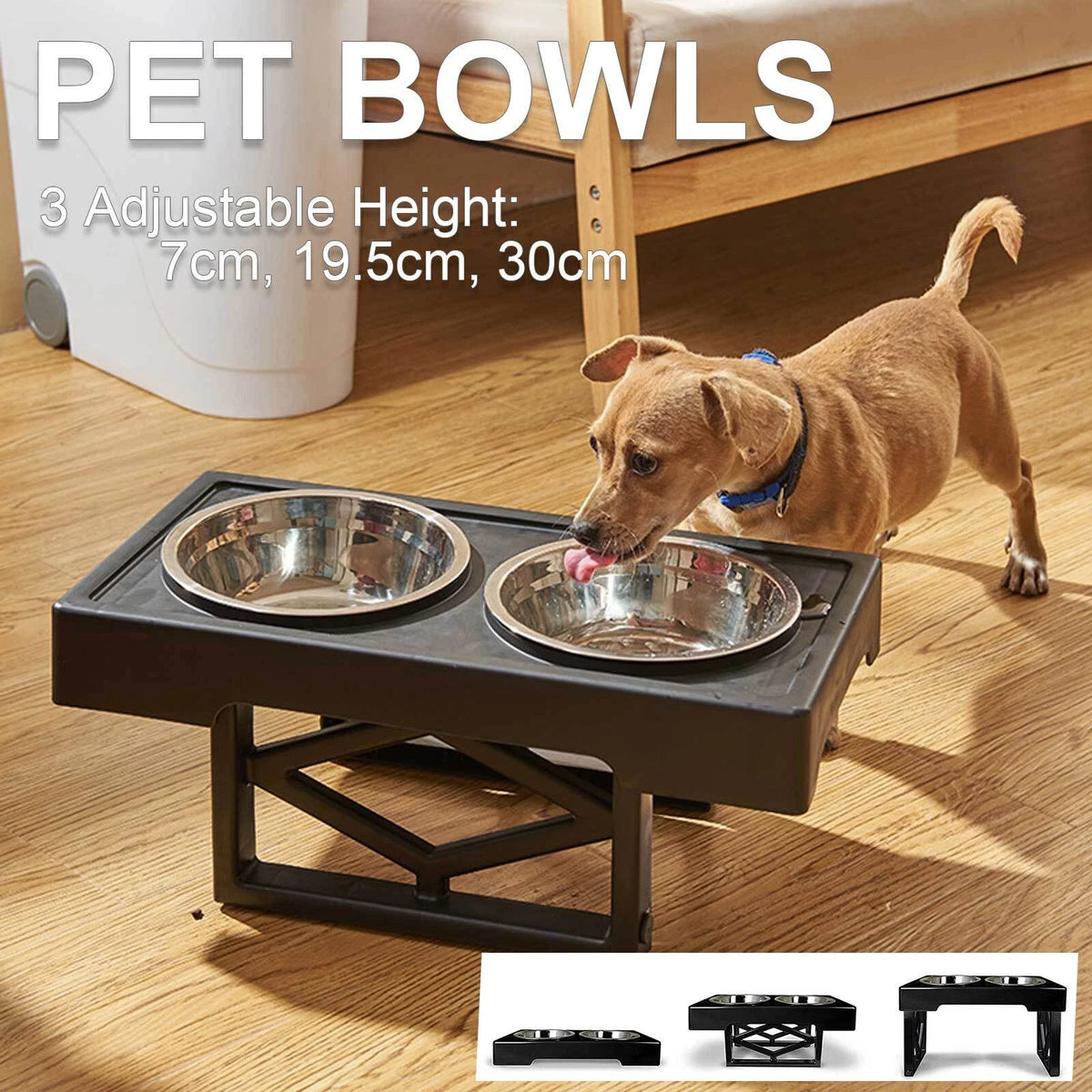 Happy Mealtimes – Adjustable Raised Dog Feeder with Stainless Steel Bowls