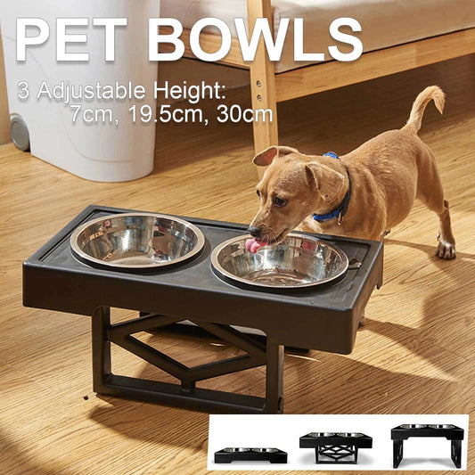 Happy Mealtimes – Adjustable Raised Dog Feeder with Stainless Steel Bowls