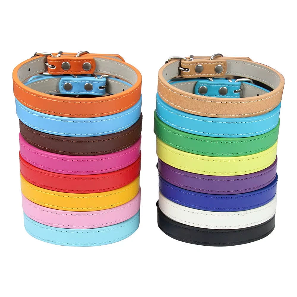 Soft PU Leather Pet Collar – Adjustable Collar for Dogs, Cats, Puppies and Kittens