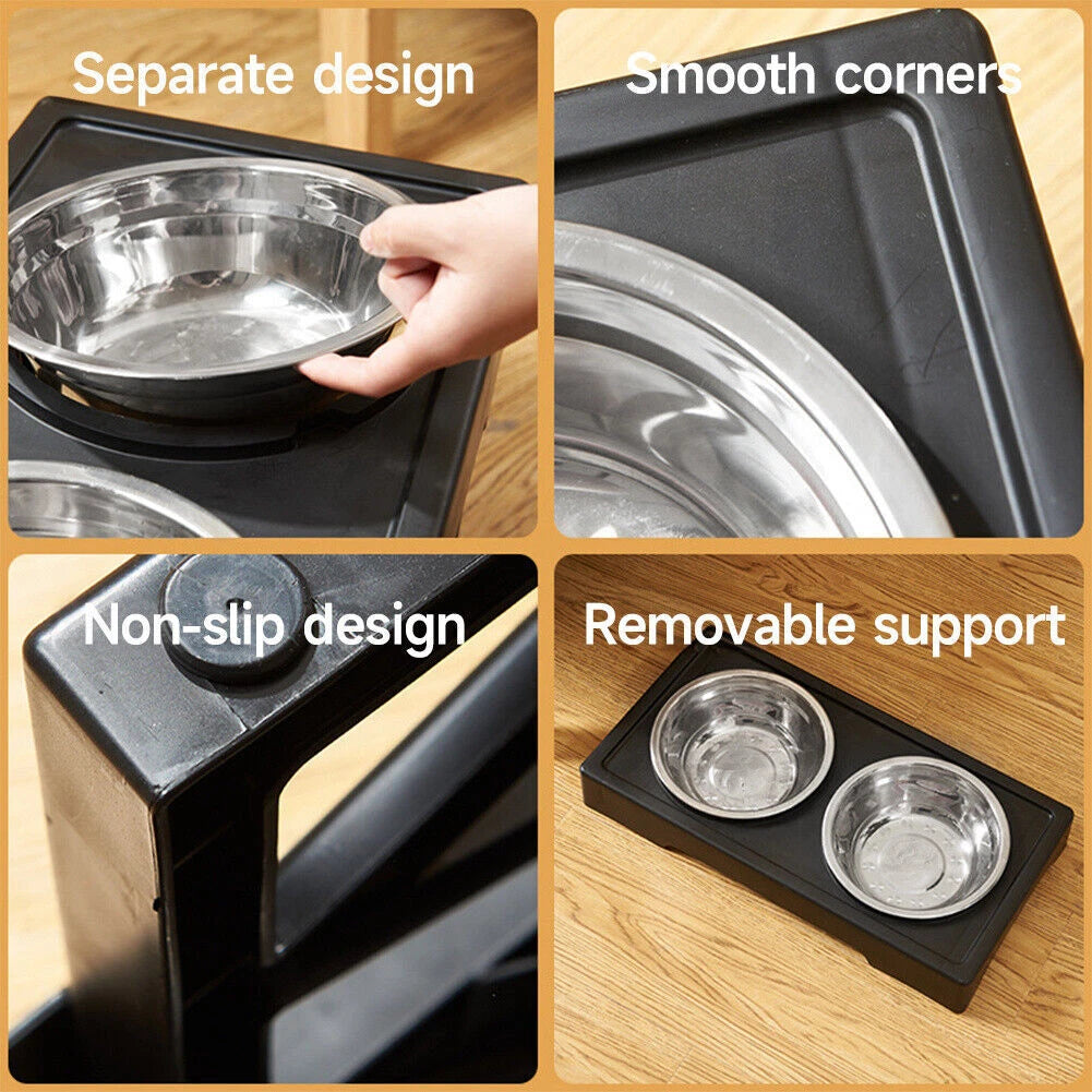 Happy Mealtimes – Adjustable Raised Dog Feeder with Stainless Steel Bowls