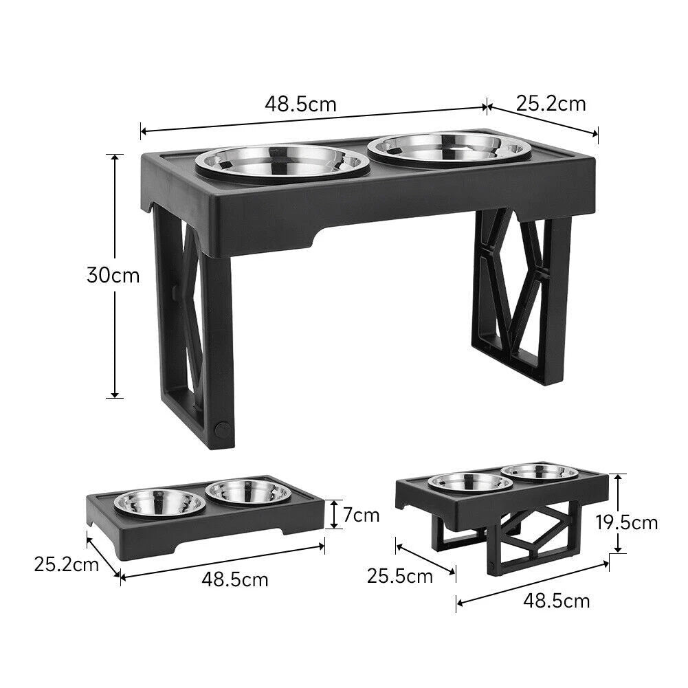 Happy Mealtimes – Adjustable Raised Dog Feeder with Stainless Steel Bowls