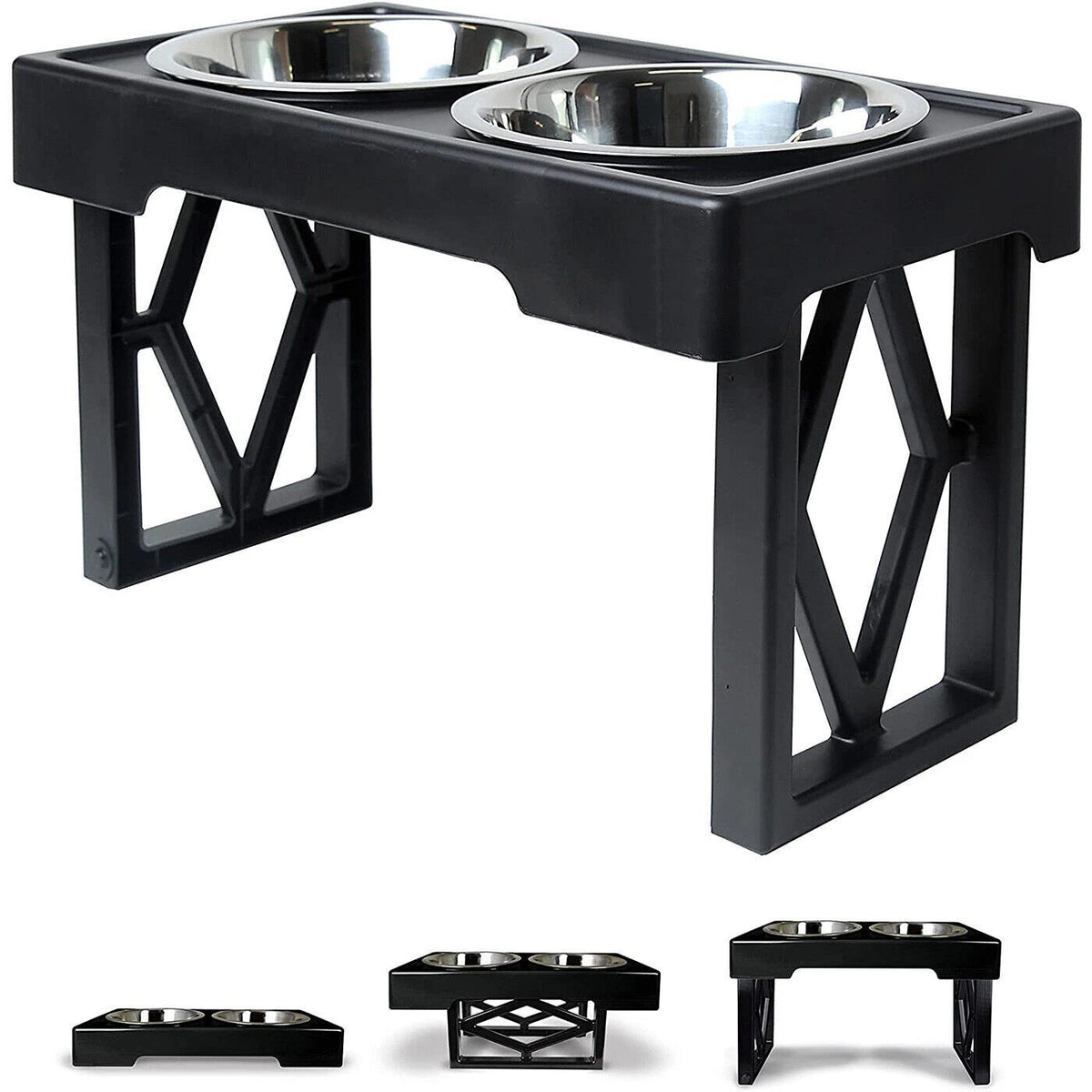 Happy Mealtimes – Adjustable Raised Dog Feeder with Stainless Steel Bowls