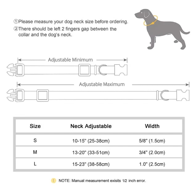 Personalised Dog Collar – Waterproof Custom Name & Phone Number Engraved