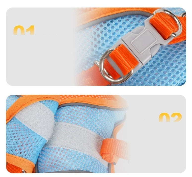 Reflective Pet Harness & Lead – Adjustable Mesh Walking Set for Dogs & Cats