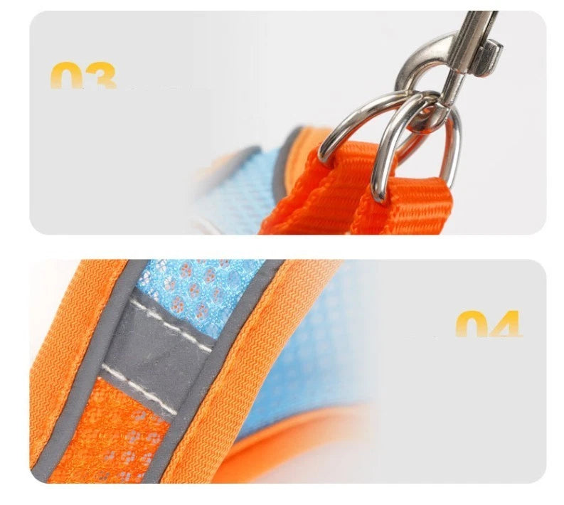 Reflective Pet Harness & Lead – Adjustable Mesh Walking Set for Dogs & Cats