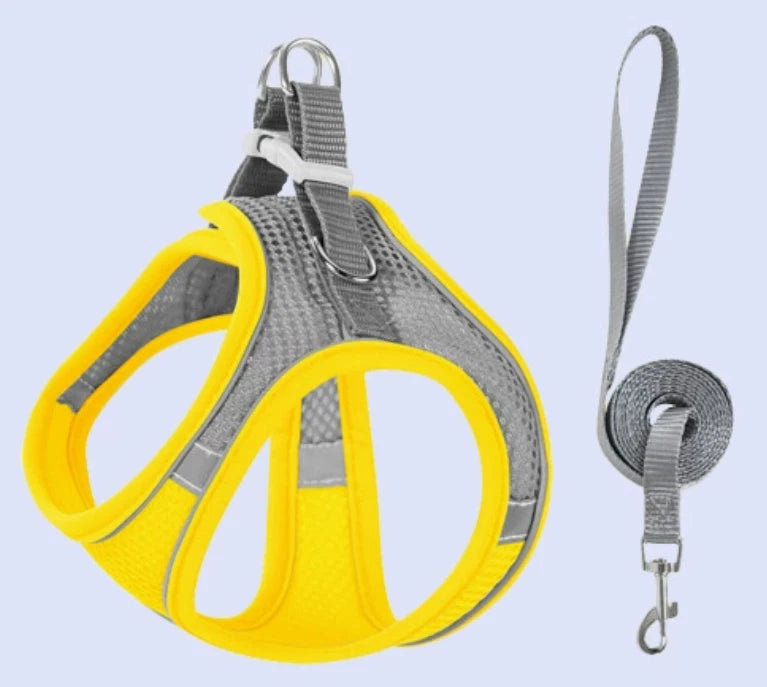 Reflective Pet Harness & Lead – Adjustable Mesh Walking Set for Dogs & Cats