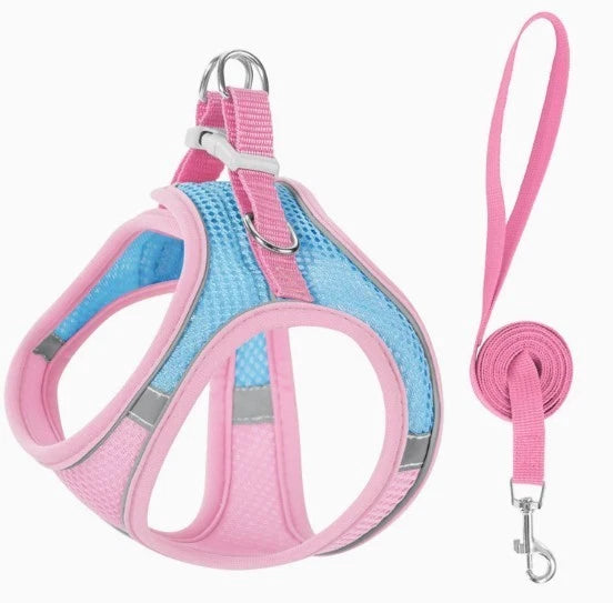 Reflective Pet Harness & Lead – Adjustable Mesh Walking Set for Dogs & Cats