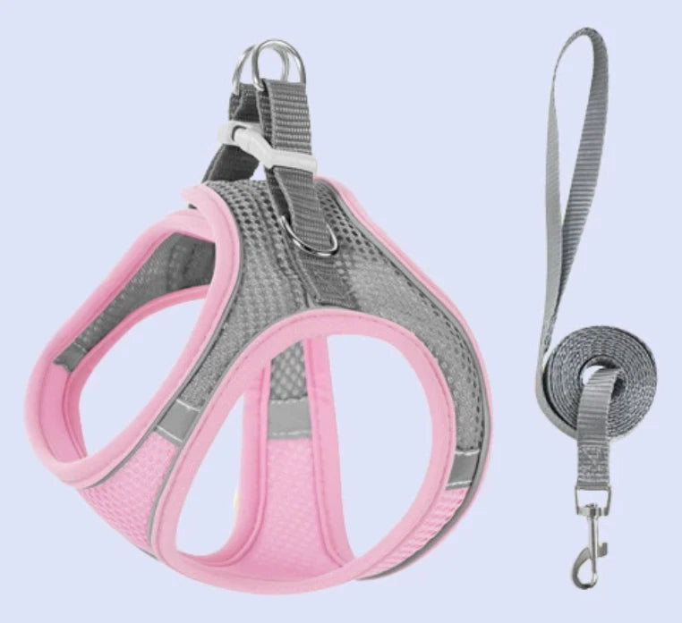 Reflective Pet Harness & Lead – Adjustable Mesh Walking Set for Dogs & Cats