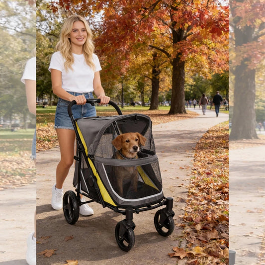 Large Dog Stroller — Foldable 4-Wheel Pet Carrier for Travel & Adventures