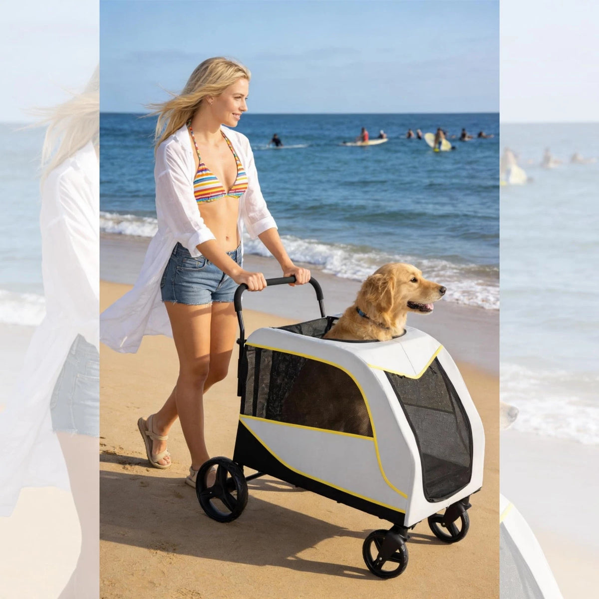 Large Dog Stroller — Foldable 4-Wheel Pet Carrier for Travel & Adventures
