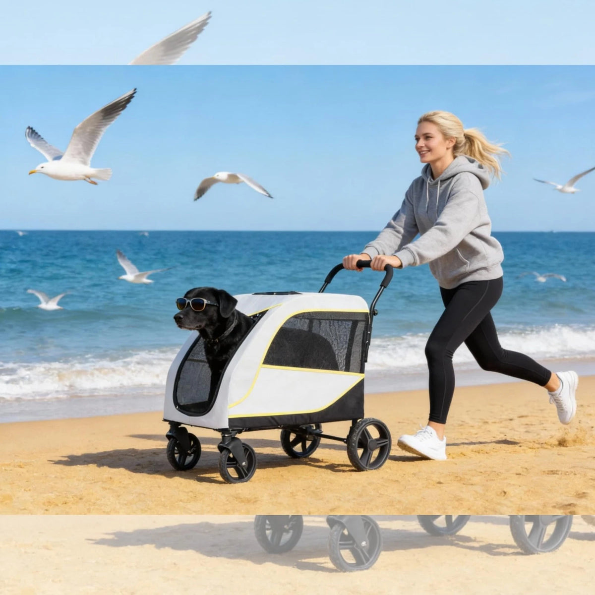 Large Dog Stroller — Foldable 4-Wheel Pet Carrier for Travel & Adventures