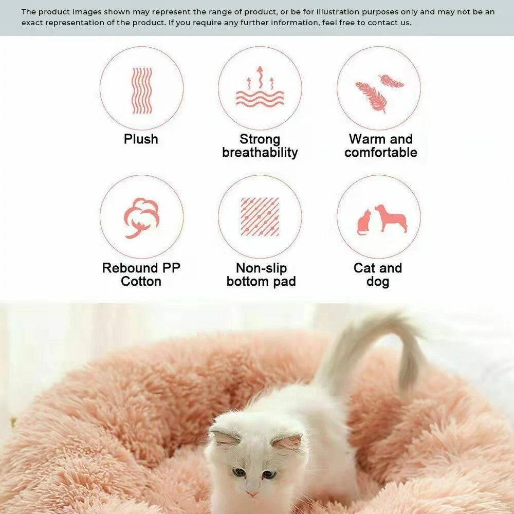Cosy Calming Pet Bed — Fluffy Donut Cushion for Dogs & Cats