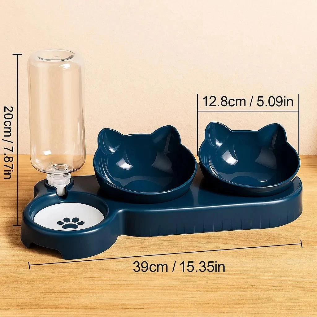 🐱💧 Purrfect Mealtimes — 3-in-1 Cat Food & Water Bowl with Automatic Water Supply